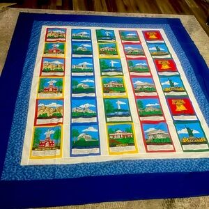 New pieced Quilt Top (ONLY) w/ National monument blocks 86 x 72 edge to edge